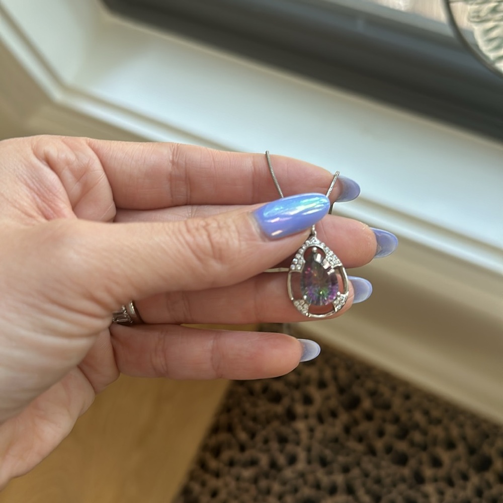 Purple gem sterling silver pendant necklace - Picture 3 of 7